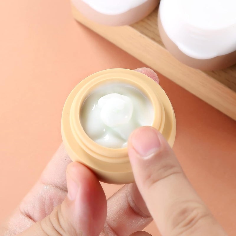 Gemice TSA Approved Travel Size Containers for Toiletries, Silicone Jars, Leak-proof Travel Accessories with Lid for Cosmetic Makeup Face Body Hand Cream (4 Pieces) (Apricot) - Image 3